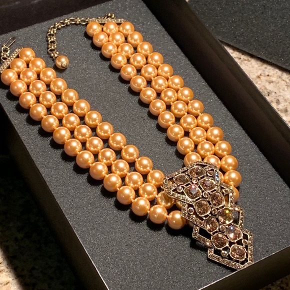 HEIDI DAUS 🥰 GOLDEN PEARLS~SMOKED TOPAZ NECKLACE